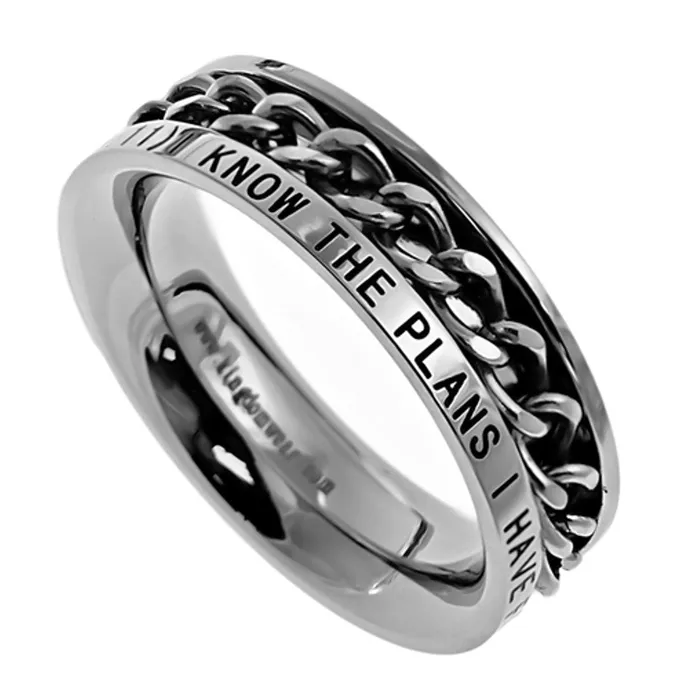 I KNOW Jeremiah 2911 Christian Women Chain Ring Stainless Steel North Arrow Shop Rings I KNOW Jeremiah 2911 Christian Women Chain Ring Stainless Steel North Arrow Shop Rings