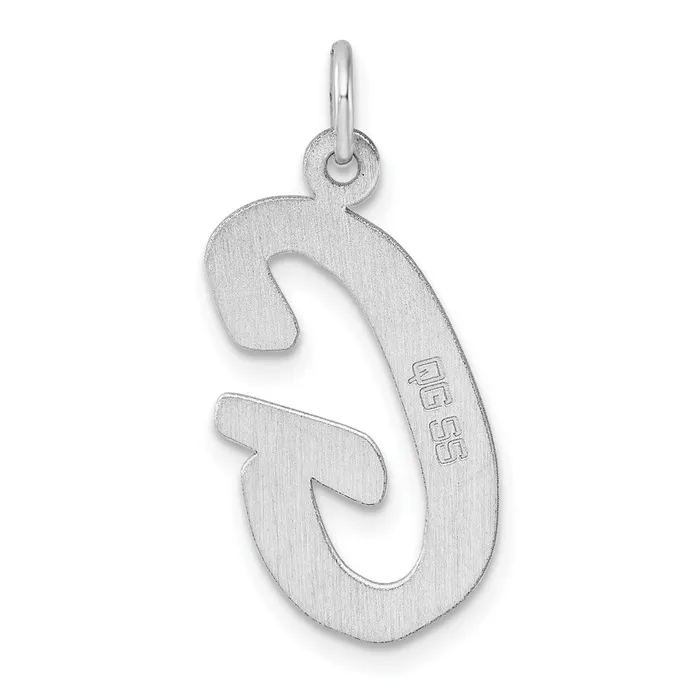 Large Sterling Silver Rhodiumplated Script Letter G Initial Charm TreasureFineJewelers Necklaces
