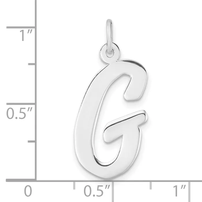Large Sterling Silver Rhodiumplated Script Letter G Initial Charm TreasureFineJewelers Necklaces