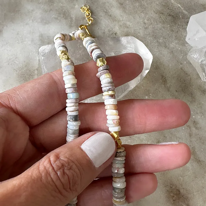 Layla White Opal Collar Necklace Robindira Unsworth Necklaces