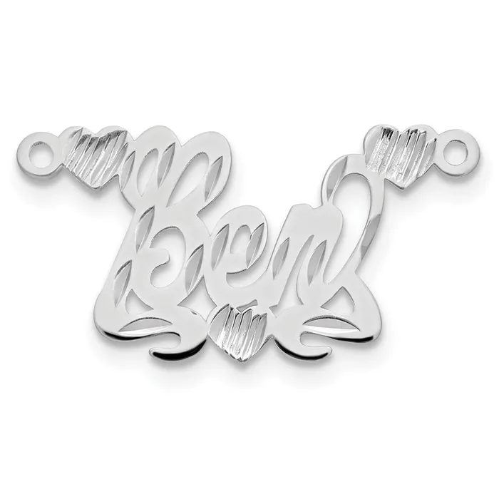 Necklaces 10K White Gold Diamondcut Heart Name Plate TreasureFineJewelers