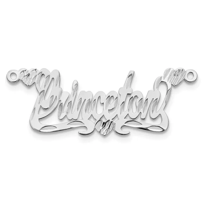 Necklaces 10K White Gold Diamondcut Heart Name Plate TreasureFineJewelers