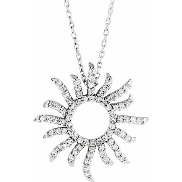 Necklaces 14K White Gold 13 CTW Natural Diamond Sun 16 Necklace TreasureFineJewelers Necklaces 14K White Gold 13 CTW Natural Diamond Sun 16 Necklace TreasureFineJewelers
