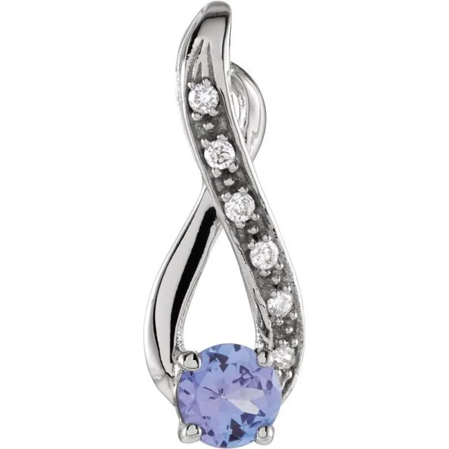 Necklaces 14K White Gold Natural Tanzanite 04 CTW Diamond Pendant TreasureFineJewelers Necklaces 14K White Gold Natural Tanzanite 04 CTW Diamond Pendant TreasureFineJewelers