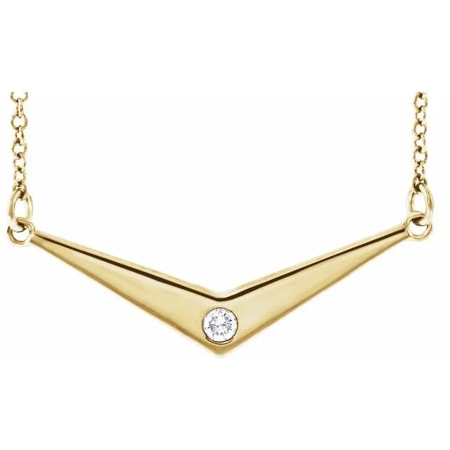 Necklaces 14K Yellow Gold 03 CTW Natural Diamond V 18 Necklace TreasureFineJewelers Necklaces 14K Yellow Gold 03 CTW Natural Diamond V 18 Necklace TreasureFineJewelers