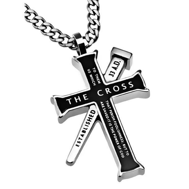 Necklaces North Arrow Shop 1 CORINTHIANS 118 Black Cross and Nail Necklace with Bible Verse Stainless Steel Curb Chain Necklaces North Arrow Shop 1 CORINTHIANS 118 Black Cross and Nail Necklace with Bible Verse Stainless Steel Curb Chain