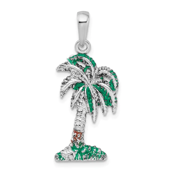 Necklaces Sterling Silver Polished Enameled Palmetto Pendant TreasureFineJewelers Necklaces Sterling Silver Polished Enameled Palmetto Pendant TreasureFineJewelers