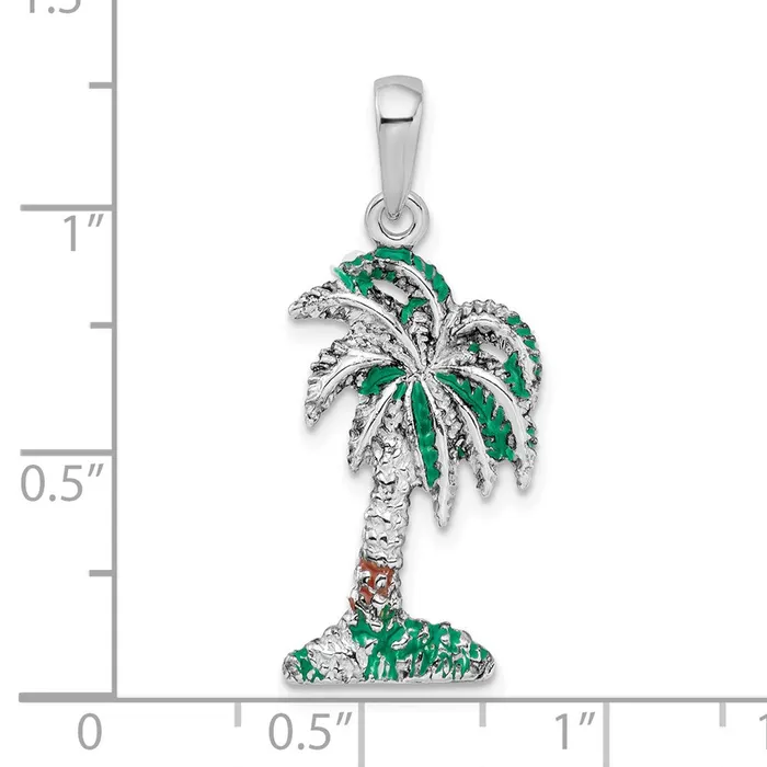Necklaces Sterling Silver Polished Enameled Palmetto Pendant TreasureFineJewelers
