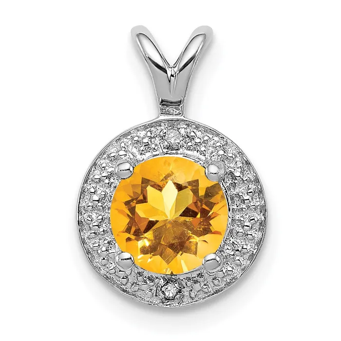 Necklaces Sterling Silver Rhodiumplated Diam Citrine Pendant TreasureFineJewelers Necklaces Sterling Silver Rhodiumplated Diam Citrine Pendant TreasureFineJewelers