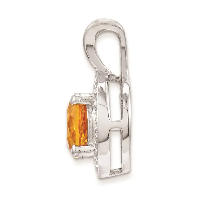 Necklaces Sterling Silver Rhodiumplated Diam Citrine Pendant TreasureFineJewelers