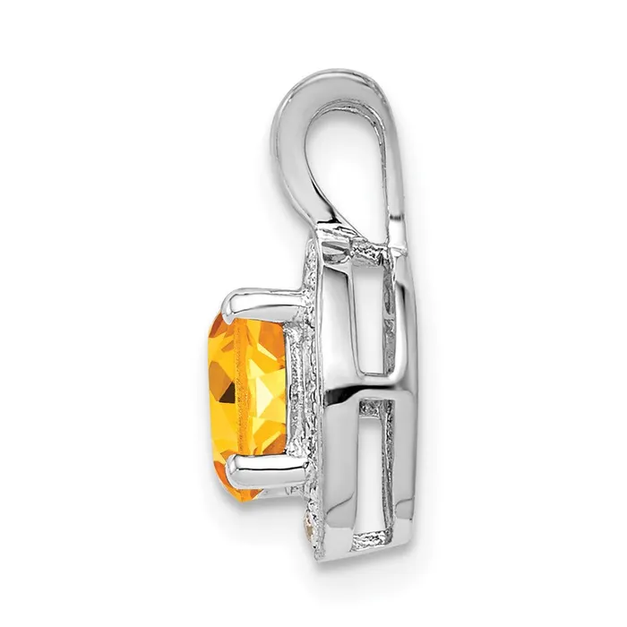 Necklaces Sterling Silver Rhodiumplated Diam Citrine Pendant TreasureFineJewelers