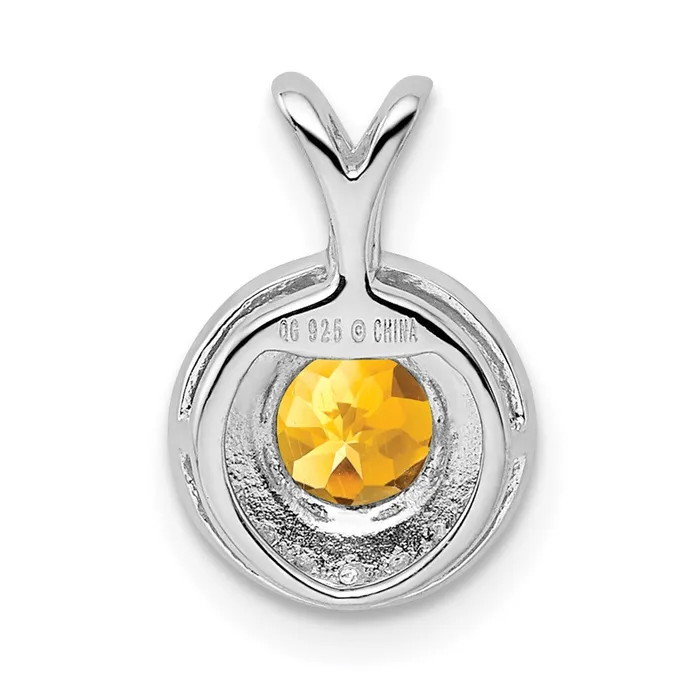 Necklaces Sterling Silver Rhodiumplated Diam Citrine Pendant TreasureFineJewelers
