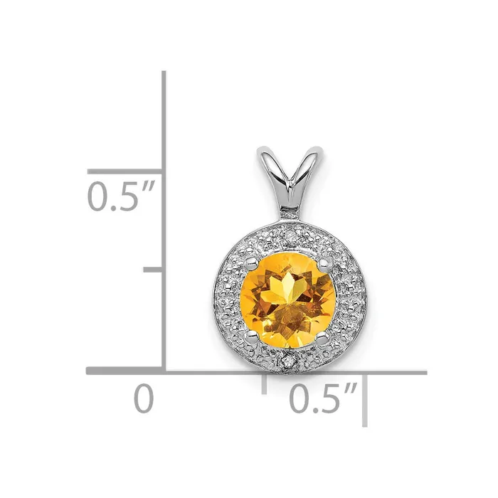 Necklaces Sterling Silver Rhodiumplated Diam Citrine Pendant TreasureFineJewelers