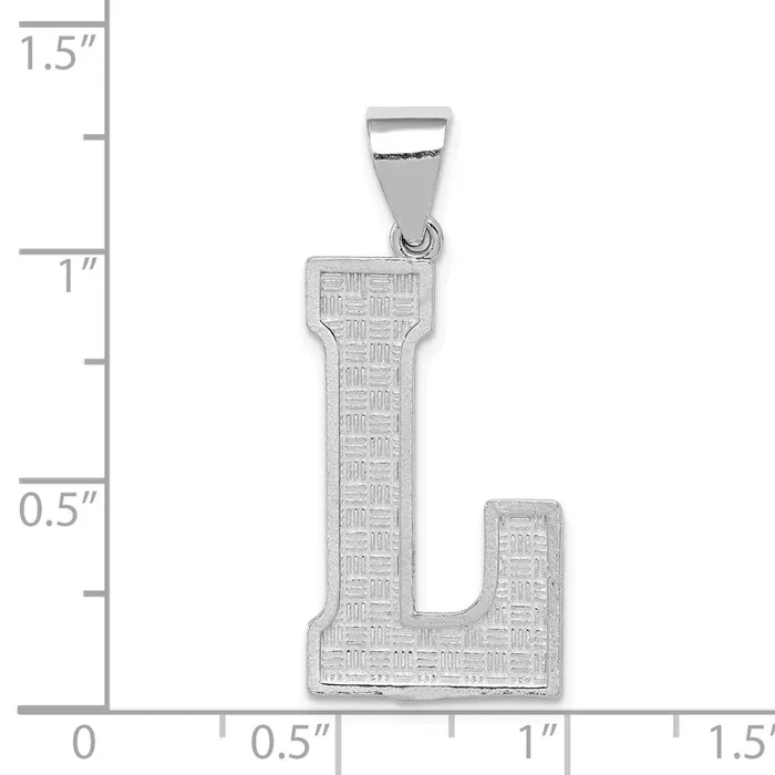 Necklaces Sterling Silver Rhodiumplated Letter L Initial Pendant TreasureFineJewelers