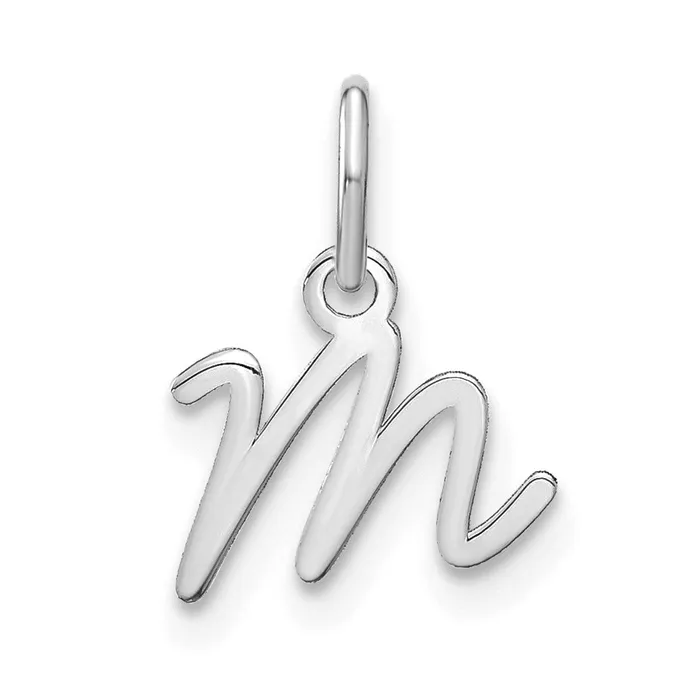 Necklaces Sterling Silver Rhodiumplated Upper case Letter M Initial Charm TreasureFineJewelers Necklaces Sterling Silver Rhodiumplated Upper case Letter M Initial Charm TreasureFineJewelers