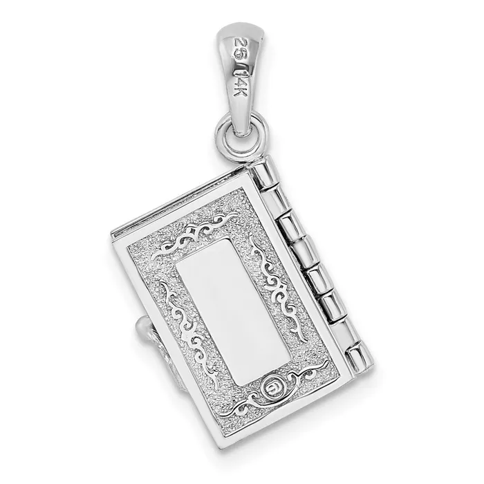 Necklaces Sterling Silver Textured 3D Lords Prayer Holy Bible w14k Pendant TreasureFineJewelers
