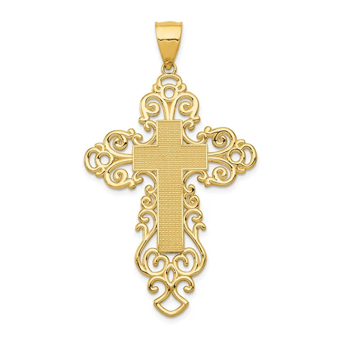 Necklaces TreasureFineJewelers 14k Polished Fancy Cross Pendant