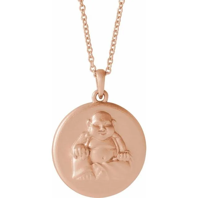 Necklaces TreasureFineJewelers 14K Rose Gold Buddha 1618 Necklace