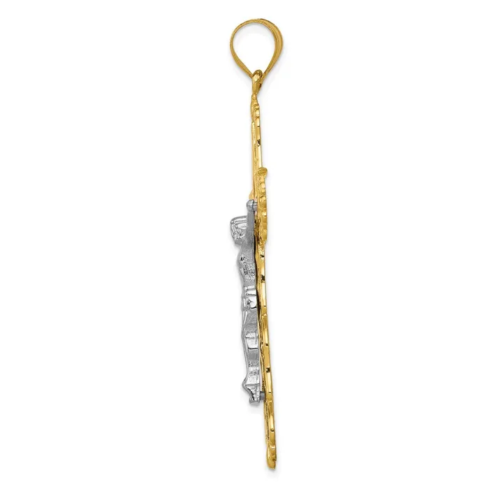 Necklaces TreasureFineJewelers 14K Tricolor Diamondcut Crucifix Pendant
