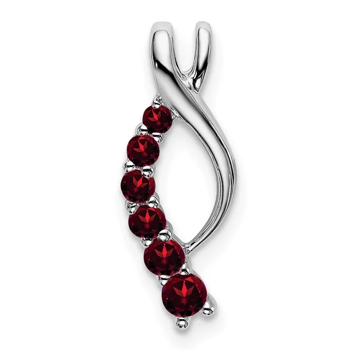 Necklaces TreasureFineJewelers 14k White Gold Garnet Journey Chain Slide Necklaces TreasureFineJewelers 14k White Gold Garnet Journey Chain Slide
