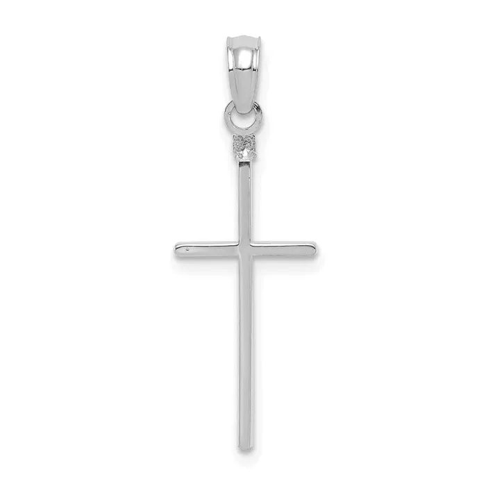 Necklaces TreasureFineJewelers 14K White Gold Polished Cross Pendant