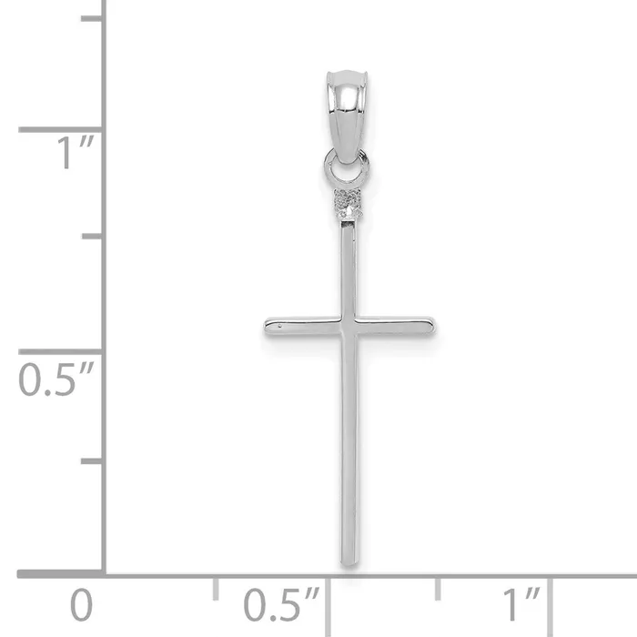 Necklaces TreasureFineJewelers 14K White Gold Polished Cross Pendant