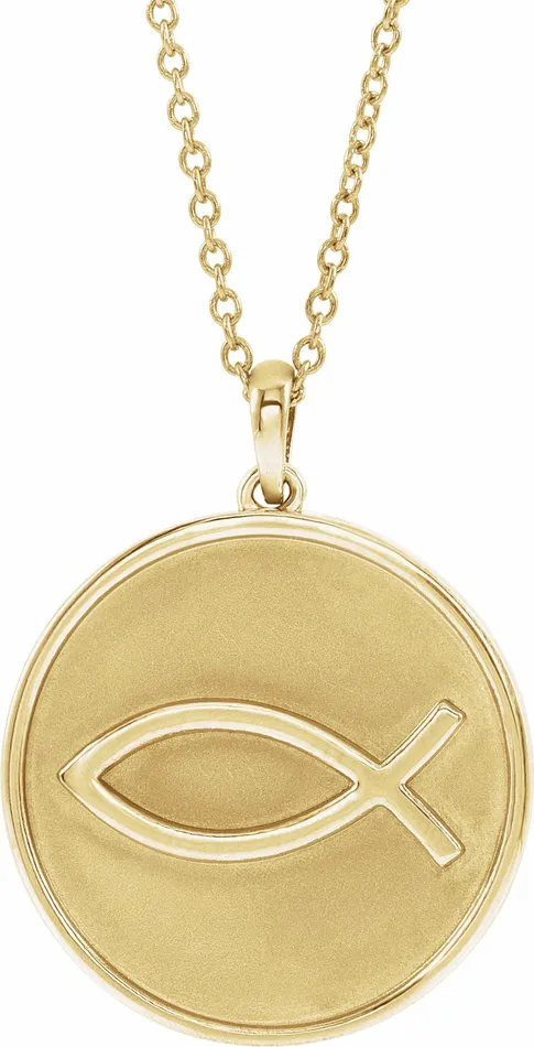 Necklaces TreasureFineJewelers 14K Yellow Gold 203x184 mm Ichthus Fish 1618 Necklace Necklaces TreasureFineJewelers 14K Yellow Gold 203x184 mm Ichthus Fish 1618 Necklace