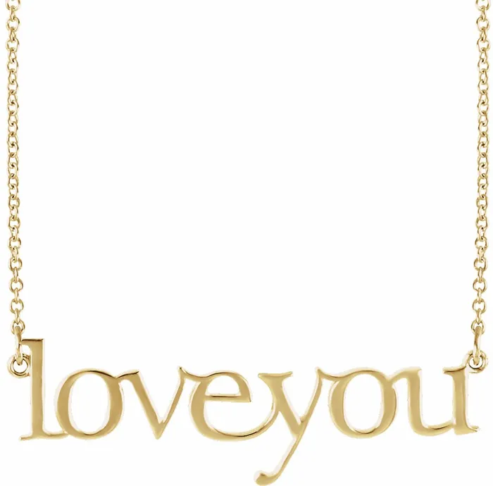 Necklaces TreasureFineJewelers 14K Yellow Gold Love You 16 12 Necklace