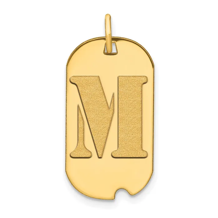 Necklaces TreasureFineJewelers 14k Yellow Gold Polished Letter M Initial Dog Tag Pendant Necklaces TreasureFineJewelers 14k Yellow Gold Polished Letter M Initial Dog Tag Pendant