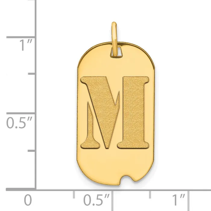 Necklaces TreasureFineJewelers 14k Yellow Gold Polished Letter M Initial Dog Tag Pendant