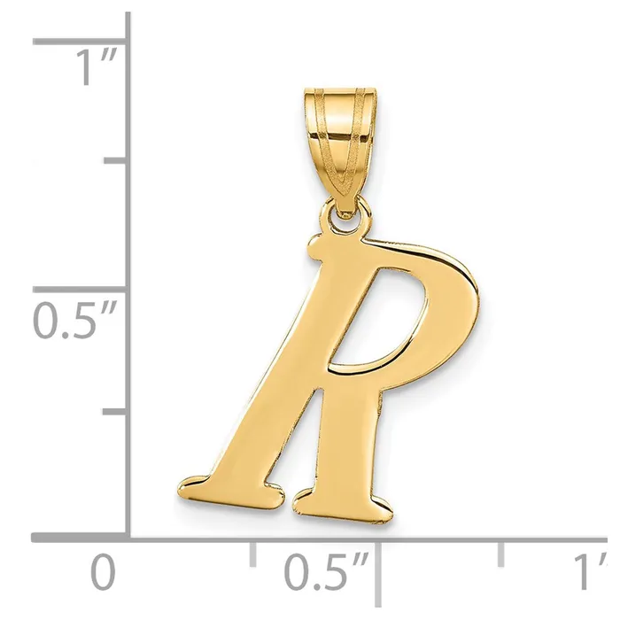 Necklaces TreasureFineJewelers 14k Yellow Gold Polished Letter R Initial Pendant