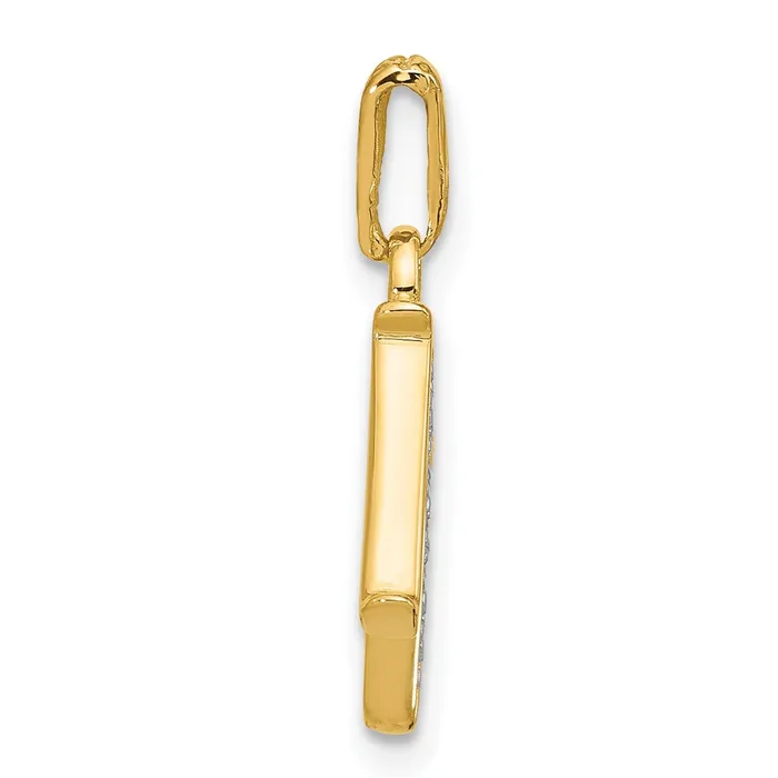 Necklaces TreasureFineJewelers 14k Yellow Gold Rhodium with Rhodium Diamond Letter N Initial Pendant