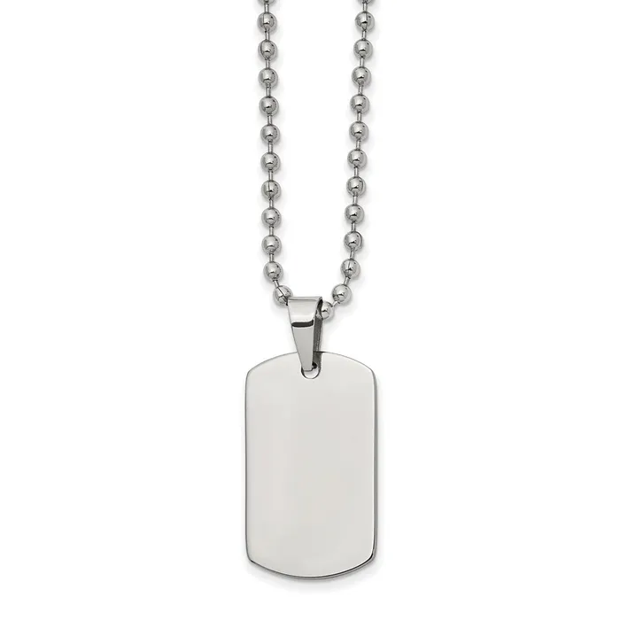 Necklaces TreasureFineJewelers Chisel Stainless Steel Brushed and Polished Reversible Dog Tag on a 22 inch Ball Chain Necklace