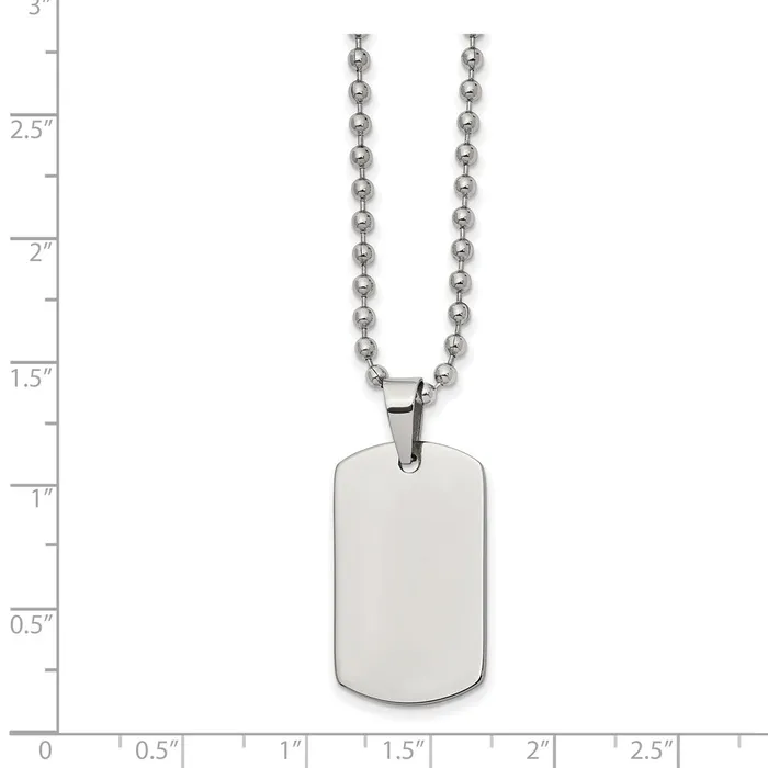 Necklaces TreasureFineJewelers Chisel Stainless Steel Brushed and Polished Reversible Dog Tag on a 22 inch Ball Chain Necklace