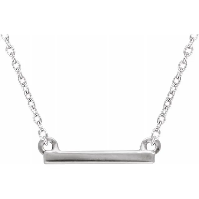 Necklaces TreasureFineJewelers Sterling Silver 18x15 mm Petite Bar 1618 Necklace Necklaces TreasureFineJewelers Sterling Silver 18x15 mm Petite Bar 1618 Necklace