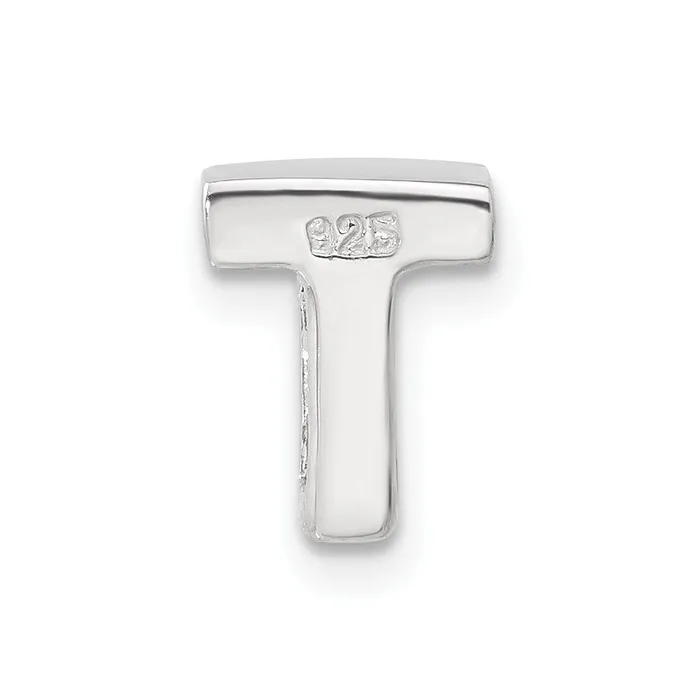 Necklaces TreasureFineJewelers Sterling Silver CZ Initial T Slide