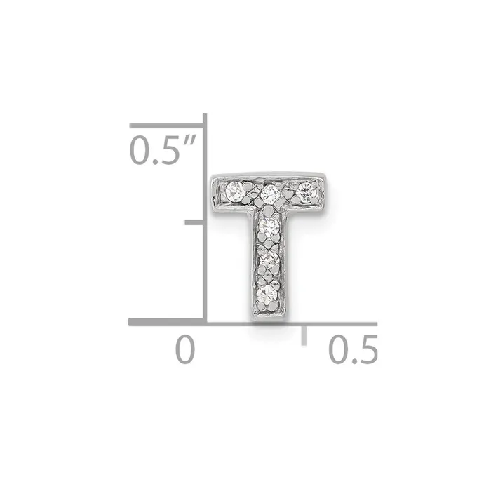 Necklaces TreasureFineJewelers Sterling Silver CZ Initial T Slide