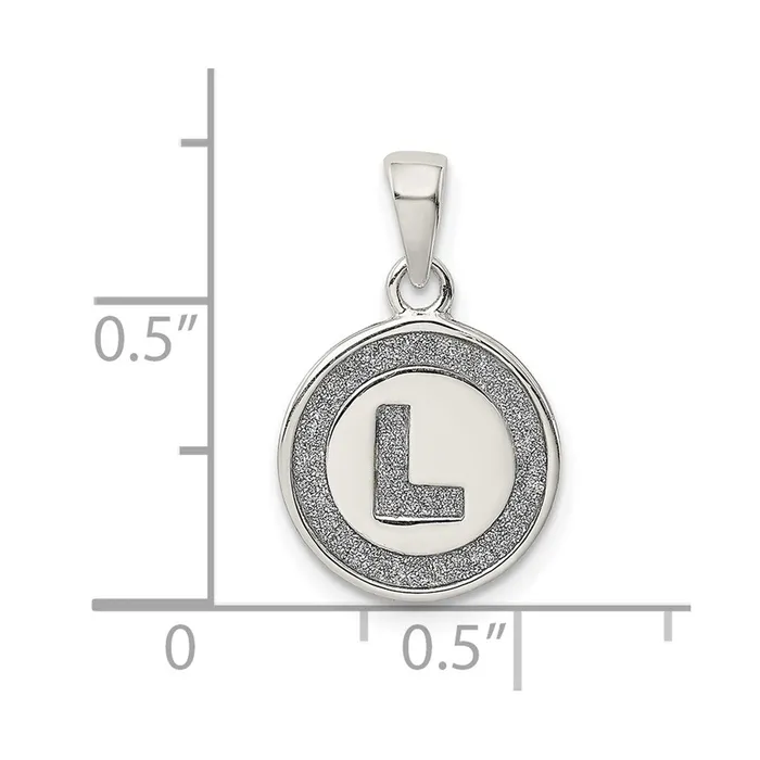 Necklaces TreasureFineJewelers Sterling Silver Glitter Enamel Letter L Initial Circle Pendant