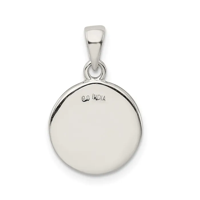 Necklaces TreasureFineJewelers Sterling Silver Glitter Enamel Letter L Initial Circle Pendant