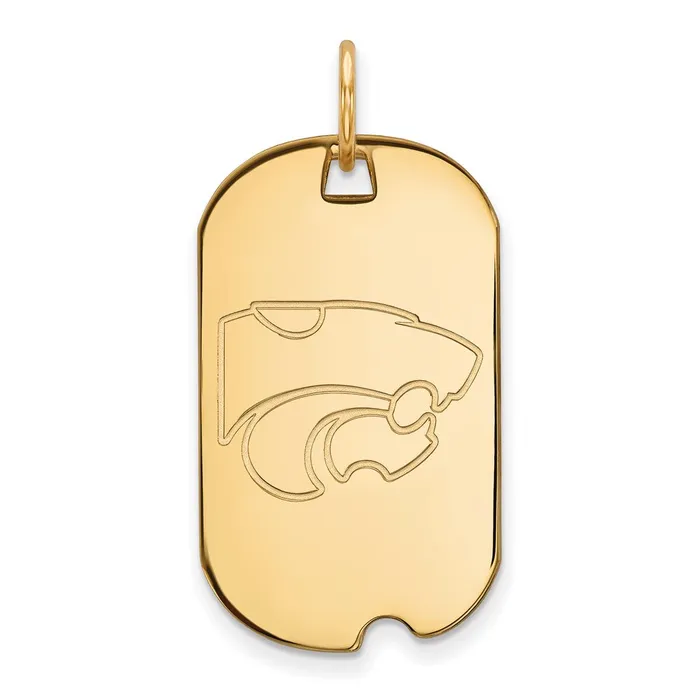 Necklaces TreasureFineJewelers Sterling Silver Goldplated Kansas State University Wildcat Small Dog Tag Pendant Necklaces TreasureFineJewelers Sterling Silver Goldplated Kansas State University Wildcat Small Dog Tag Pendant