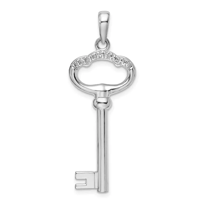 Necklaces TreasureFineJewelers Sterling Silver Polished 3D KEY TO MY HEART Key Pendant Necklaces TreasureFineJewelers Sterling Silver Polished 3D KEY TO MY HEART Key Pendant