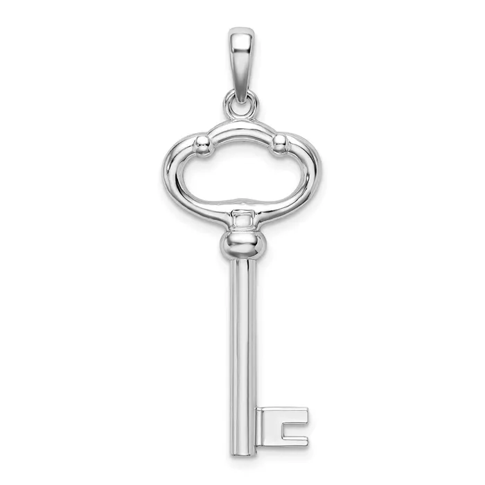 Necklaces TreasureFineJewelers Sterling Silver Polished 3D KEY TO MY HEART Key Pendant
