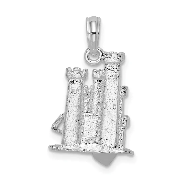 Necklaces TreasureFineJewelers Sterling Silver Polished 3D Sandcastle and Shovel Pendant