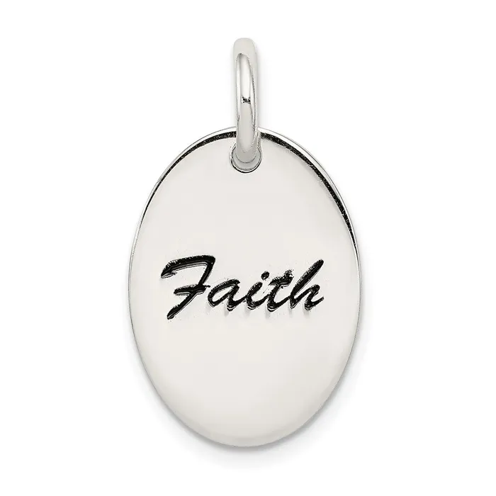 Necklaces TreasureFineJewelers Sterling Silver Polished Enamel Faith Pendant Necklaces TreasureFineJewelers Sterling Silver Polished Enamel Faith Pendant