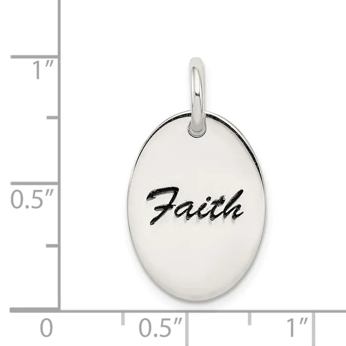 Necklaces TreasureFineJewelers Sterling Silver Polished Enamel Faith Pendant