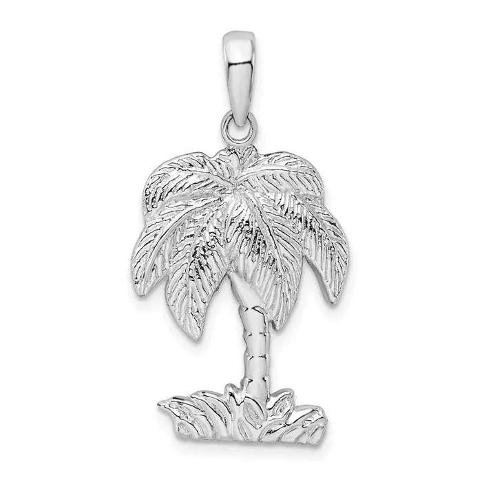 Necklaces TreasureFineJewelers Sterling Silver PolishedTextured Palm Tree Pendant Necklaces TreasureFineJewelers Sterling Silver PolishedTextured Palm Tree Pendant