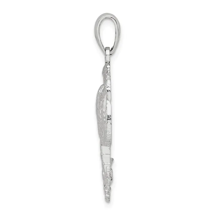Necklaces TreasureFineJewelers Sterling Silver PolishedTextured Palm Tree Pendant