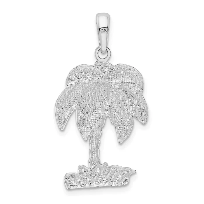 Necklaces TreasureFineJewelers Sterling Silver PolishedTextured Palm Tree Pendant