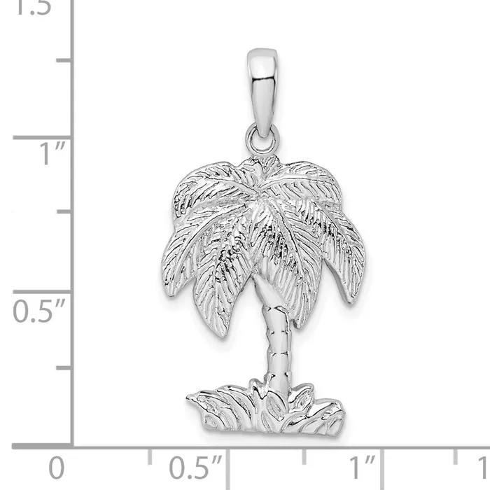 Necklaces TreasureFineJewelers Sterling Silver PolishedTextured Palm Tree Pendant