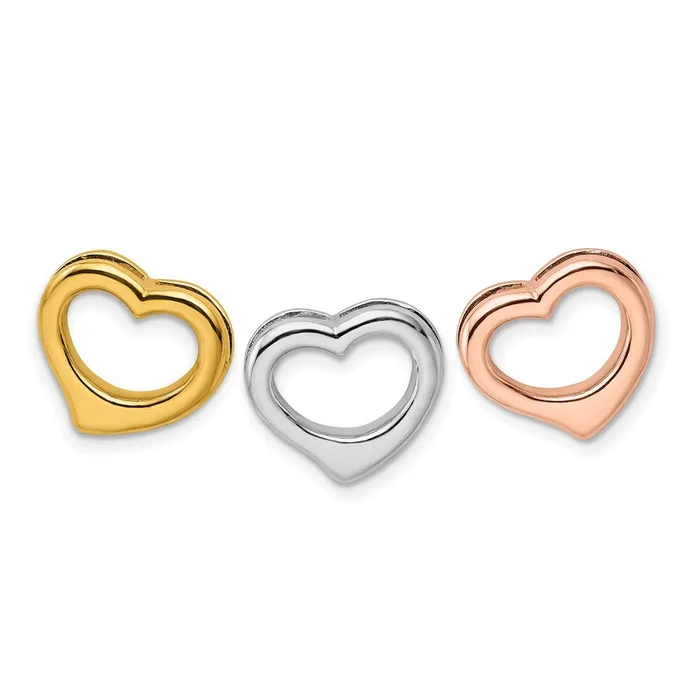 Necklaces TreasureFineJewelers Sterling Silver Rhodium Gold Rosetone Set of 3 Hearts Pendant Necklaces TreasureFineJewelers Sterling Silver Rhodium Gold Rosetone Set of 3 Hearts Pendant